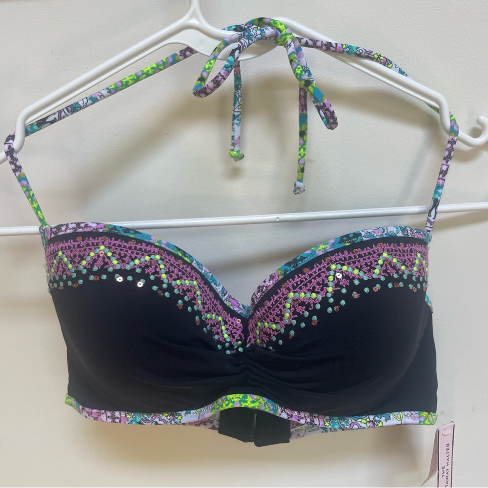 2x Victoria's Secret Bandeau Bikini Tops + Matching Black Strappy Bottom